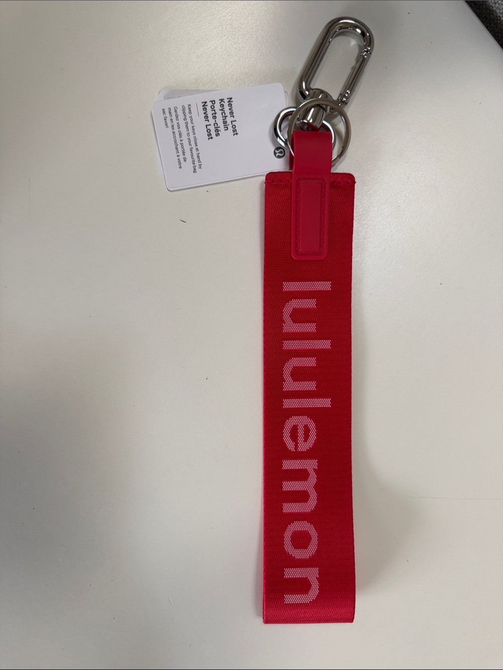 lululemon athletica Red Logo Wrist Strap Keyring